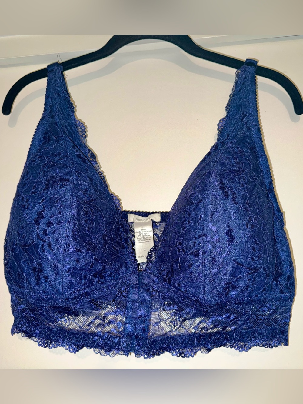 Maurices Front-Hook Bra Soft Lace Bralette Sz2